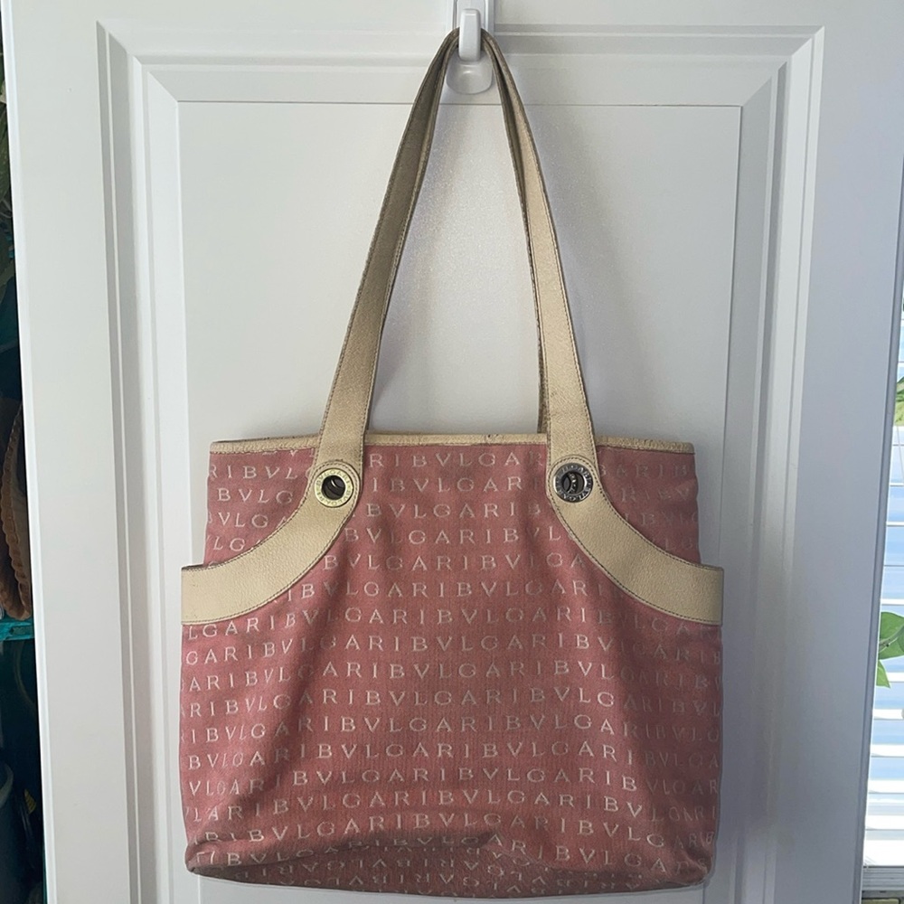 BVLGARI monogram Pink  shoulder snap closure handbag